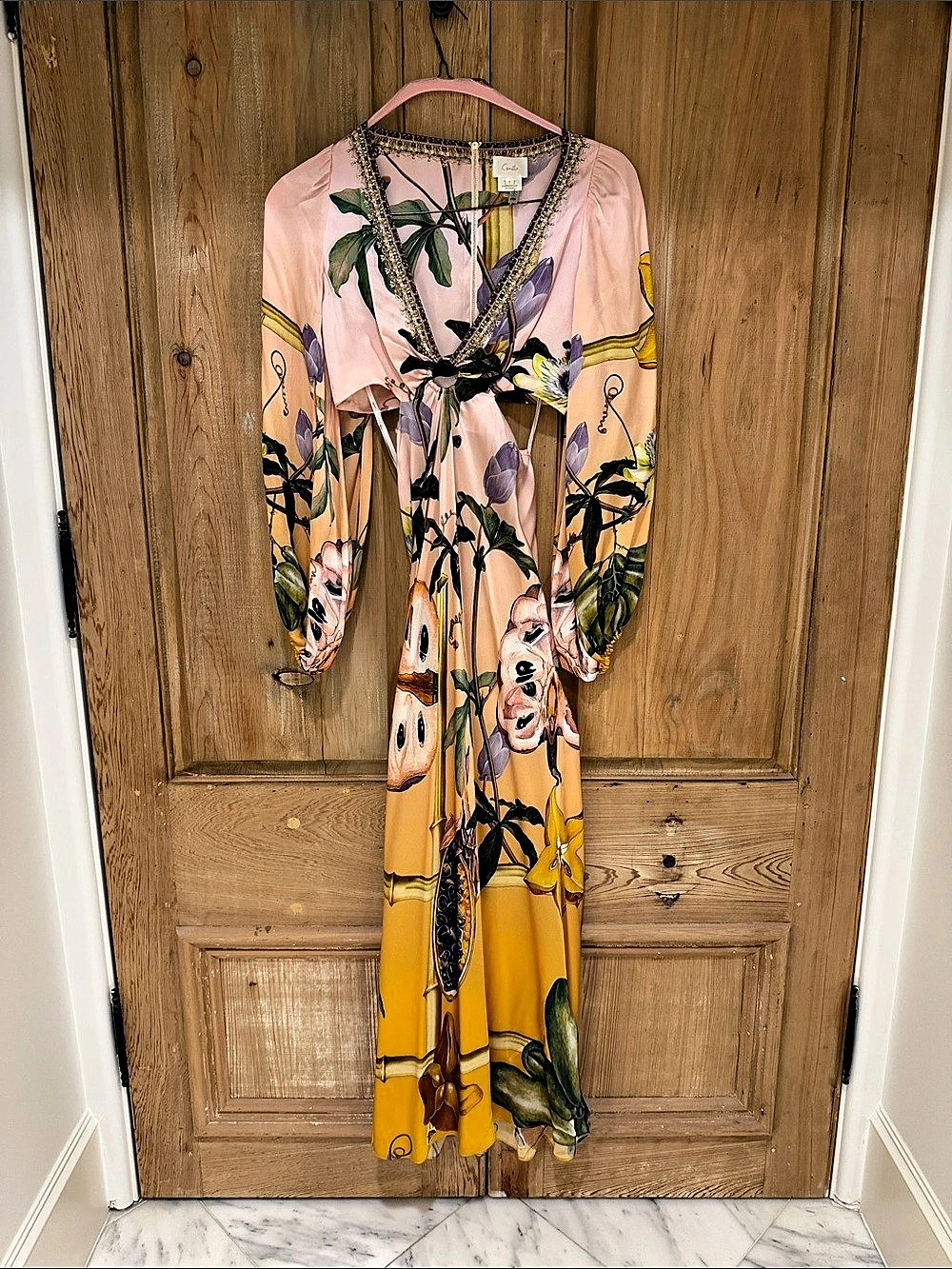 Camilla Howdy Gaudi Flared Sleeve Dress Floral Silk Maxi Dress Small